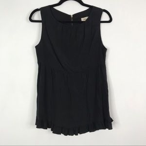 Alisha Levine Silk Ruffle Sleeveless Top Black S